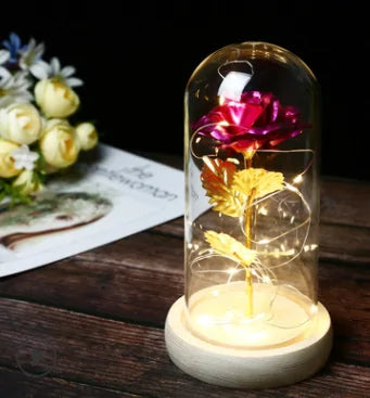 Beauty And The Beast Rose Rose In LED Glass