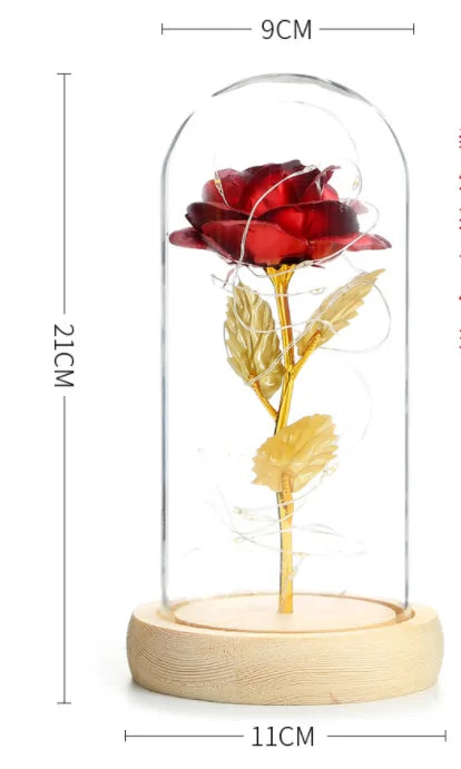 Beauty And The Beast Rose Rose In LED Glass