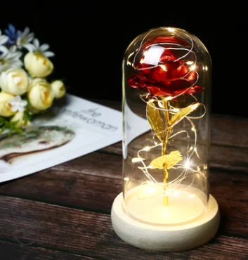 Beauty And The Beast Rose Rose In LED Glass